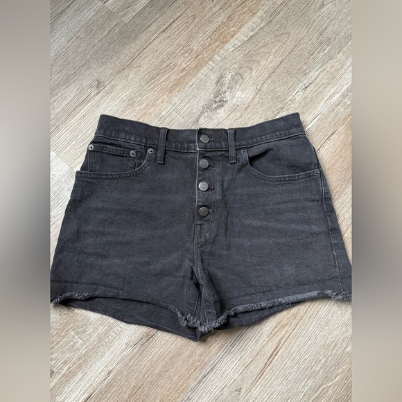 J. Crew Pants - J. Crew Button Fly Denim Shorts Cotton High Rise Black Frayed Size 27 28 29